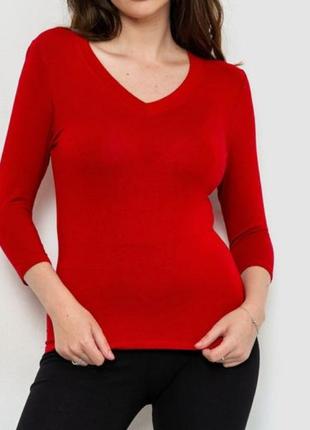 Лонгслив женский укороченный с рукавом 3/4,  свитер цвет бордовый, красный