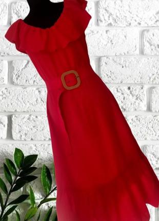 Красное платье f&amp;f натуральный состав лен вискоза размер 12 м