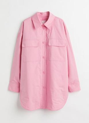 Оверсайз рожева довга куртка анорак - сорочка, mango zara дута вітровка, утеплена h&m cos