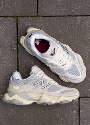 Жіночі бежеві з сірим замшеві кросівки у стилі new balance 9060 lunar