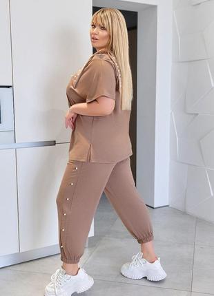 Женский брючный костюм двунитка спортивный батал plus size4 фото