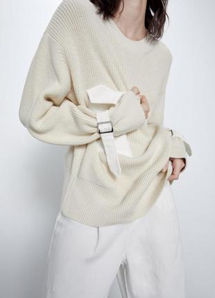 Новый вязаный бежевый молочный оверсайз свитер zara cos massimo h&amp;m mango