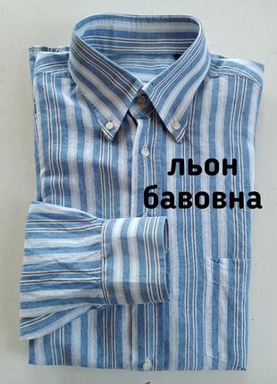 Натуральная рубашка из льна и хлопка р.l renzo baldi