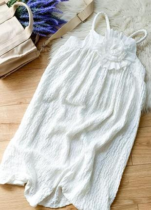 Легкое белое платье с аксессуаром zara на 13-14 лет (158-164 см)