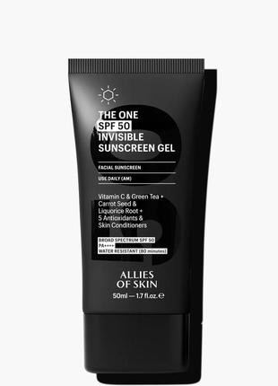 Сонцезахисний крем-гель allies of skin the one spf 50 invisible sunscreen gel