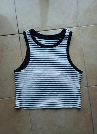 Базовый топ в рубчик в белую и черную полоску хлопок