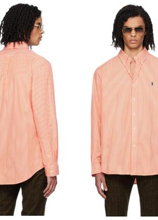 Оранжевая рубашка классического кроя polo ralph lauren