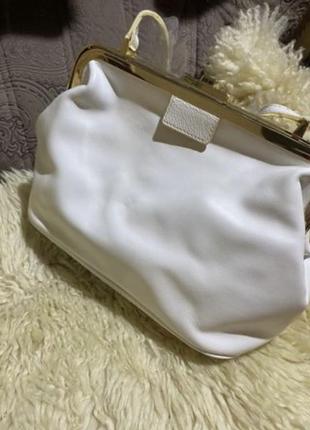 Нова шикарна якісного виробника шкіряна біла сумка сакваж
