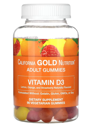California gold nutrition, жевательный витамин d3, со вкусом лимона, апельсина и клубники, 2000 ме,