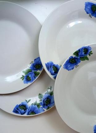 🥣4 милые тарелки "синие цветы" тм Домик набором