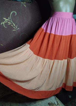 Разноцветная юбка миди расклешенная от oliver bonas