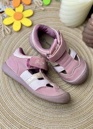 💞 сандалі walkx kids 24 р 14,4 см зручні закриті босоніжки літні туфлі на липучці шкіряна устілка рожеві