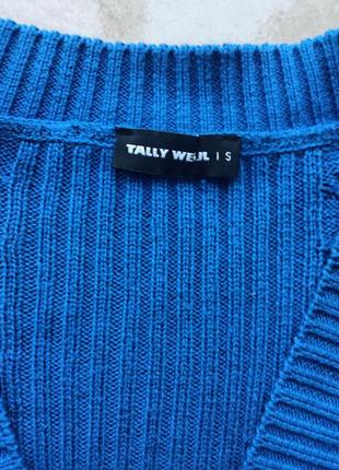 Укороченный синий кардиган красивой вязки2 фото