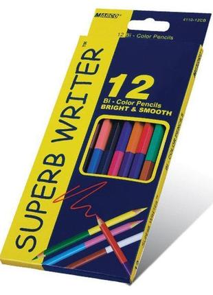 4110-12св олівці кольорові 12 кв., двостор.