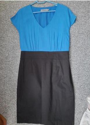 Сукня чорно синя котон у дiловому стилi короткий рукав