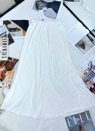 Белая женская плиссированная юбка миди женская длинная шелковая юбка плиссе романтическая нежная плиссированная юбка меди