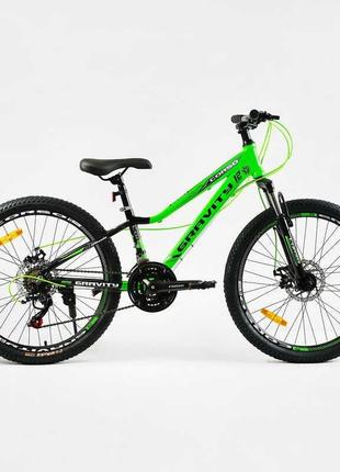 Велосипед спортивний corso «gravity» 24" дюйми gr-24275 (1) рама алюмінієва 12’’, обладнання shimano 21