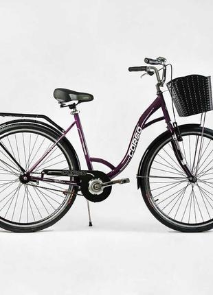 Велосипед міський corso «fortuna» 28`` fr-5198 (1) одношвидкісний, сталева рама 20``, корзина, багажник