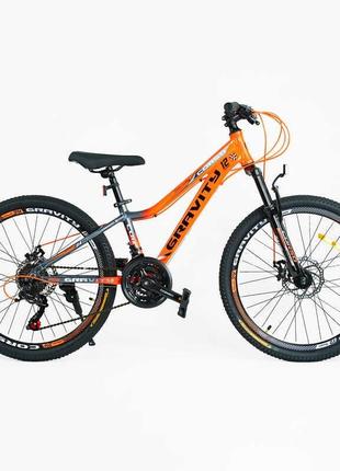 Велосипед спортивний corso «gravity» 24" дюйми gr-24763 (1) рама алюмінієва 12’’, обладнання shimano 21
