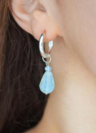 Серьги лунный камень