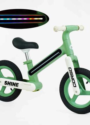 Велобіг «corso shine» jt-10078 (1) нейлонова рама зі світлом, нейлонова вилка, надувні колеса 12’’, в коробці