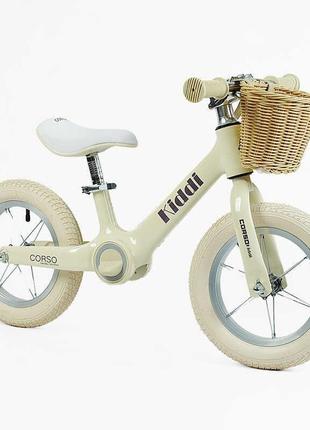 Велобіг "corso kiddi" ml-12102 (1) магнієва рама, колеса надувні резинові 12’’, алюмінієві обода, підставка для ніг, корзинка, в