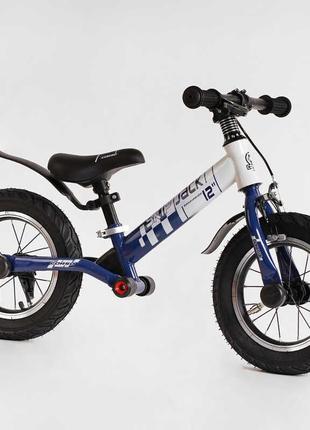 Велобег corso "skip jack" 93307 (1) сине-белый, надувные колеса 12", стальная рама с амортизатором, ручной
