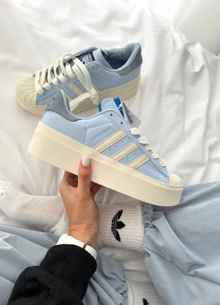 Жіночі кросівки адідас суперстар / adidas superstar bonega “blue / cream”