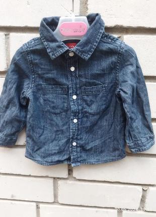 Рубашка джинсовая детская фирмы tissa, страна производитель франция, изготовитель индия.
