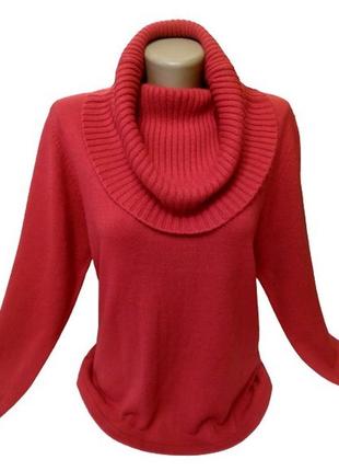 М-2x красный женский свитер debbie morgan с большим воротником хомутом