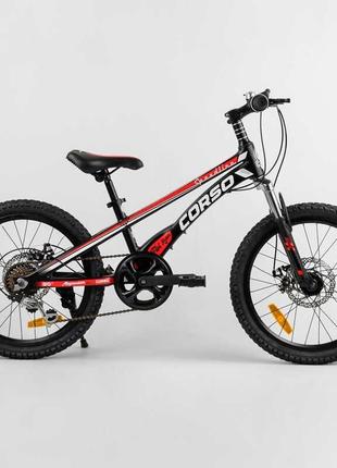 Дитячий спортивний велосипед 20'' corso "speedline" mg-29535 (1) магнієва рама, shimano revoshift 7 швидкостей, зібраний на 75.