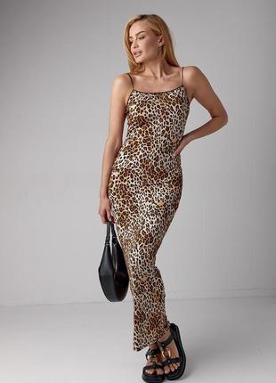 Леопардовый сарафан с открытой спинкой