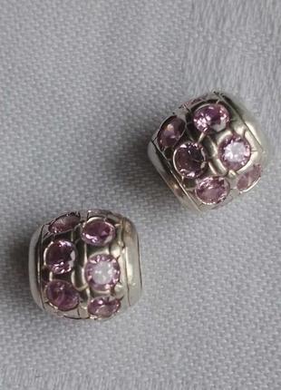 Шарм намистина підвіска срібна срібло вінтаж камені рожеві сяючі кольорами грають.