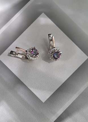 🛍 серьги серебро с золотом мистик