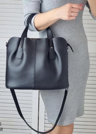 Жіноча стильна та якісна сумка з еко шкіри чорна