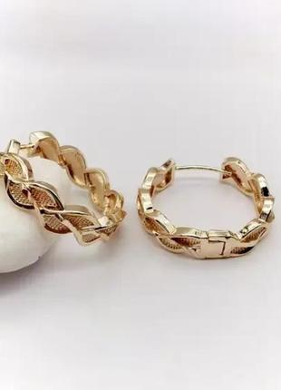 Серьги-кольца фирмы xuping m&amp;l диаметр 3 см (медицинское золото)