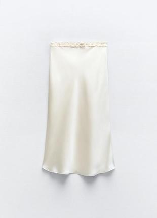 Сатиновая юбка в бельевом стиле с воланами viral zara