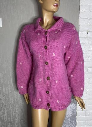 Вінтажний шерстяний светр з деревʼяними ґудзиками виробництво непал pachamama