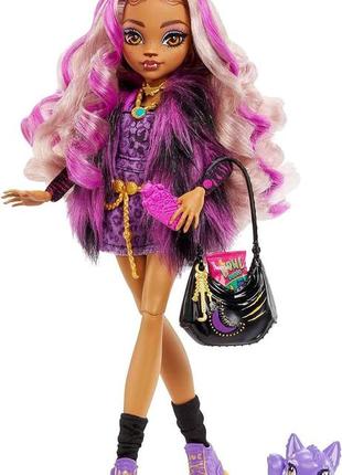 Модна лялька monster high clawdeen wolf з фіолетовим волоссям та собакою7 фото