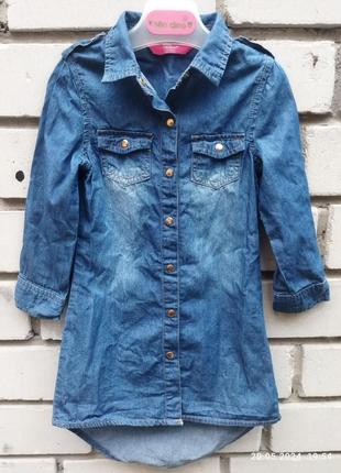 Платье рубашка джинсовое детское фирмы primark (young dimension), страна производитель испания, изготовитель китай.