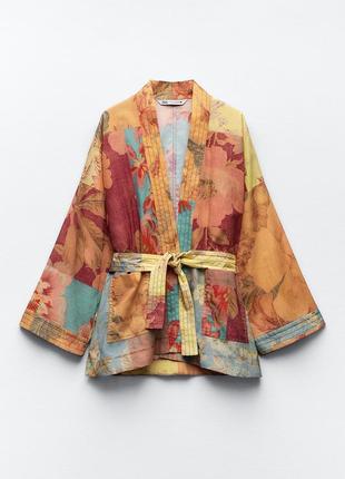 Кимоно с цветочным принтом patchwork  zara