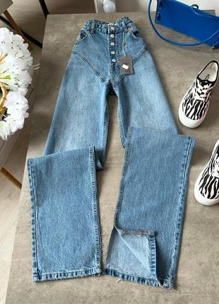 Джинси на ґудзиках з фігурною кокеткою к стилі zara