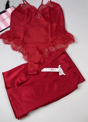 Комплект халат + сатиновый ромпер от victoria’s secret