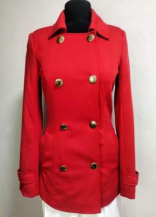 Длинный пиджак красный трикотажный s m