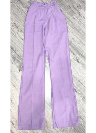 Фирменные лавандовые широкие брюки палаццо трубы клеш блестящие брюки джинсы лосины