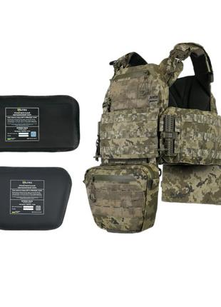 Плитоноска cen.2 cordura1000d nir піксель + напашник з балістичним пакетом 1 класу та захист попереку 1 класу