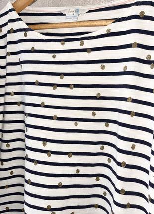 Топ з довгим рукавом boden breton off white & blue stripe sparkle gold dot6 фото