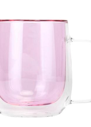 Склянка з подвійними стінками та ручкою "веселка", 250 мл * рандомний вибір дизайну