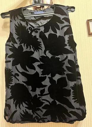 Бархатный черный шелковый топ блуза без рукавов от alexon оригинал