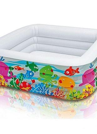 Басейн надувний intex акваріум для дітей для купання та ігор 160*50 в коробці1 фото